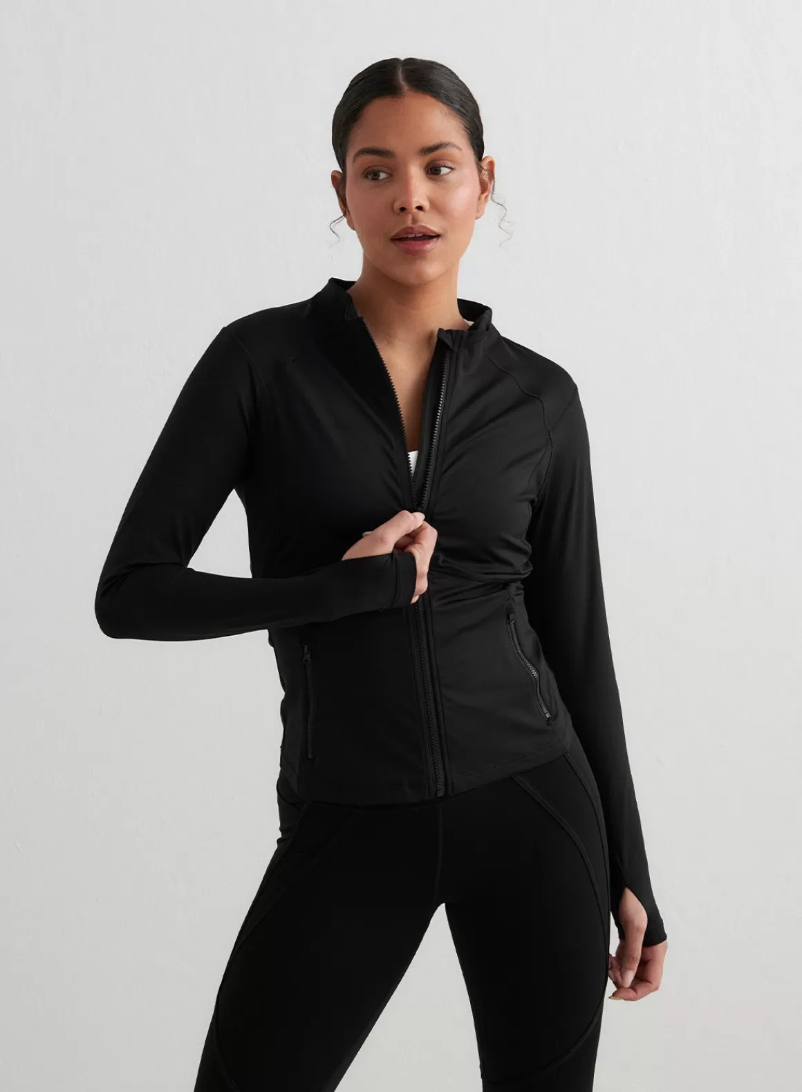 AIM’N Black Sculpting Zip Jacket