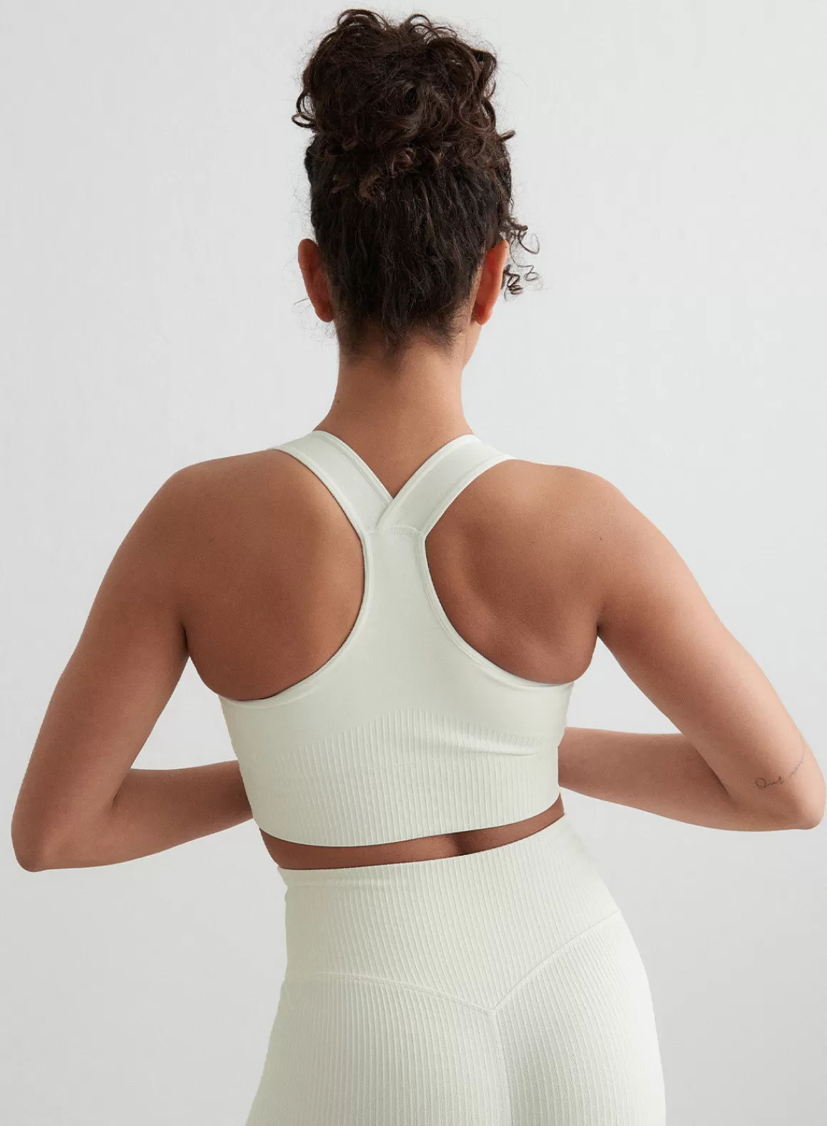 AIM’N Off-White Ribbed Seamless High Support Bra