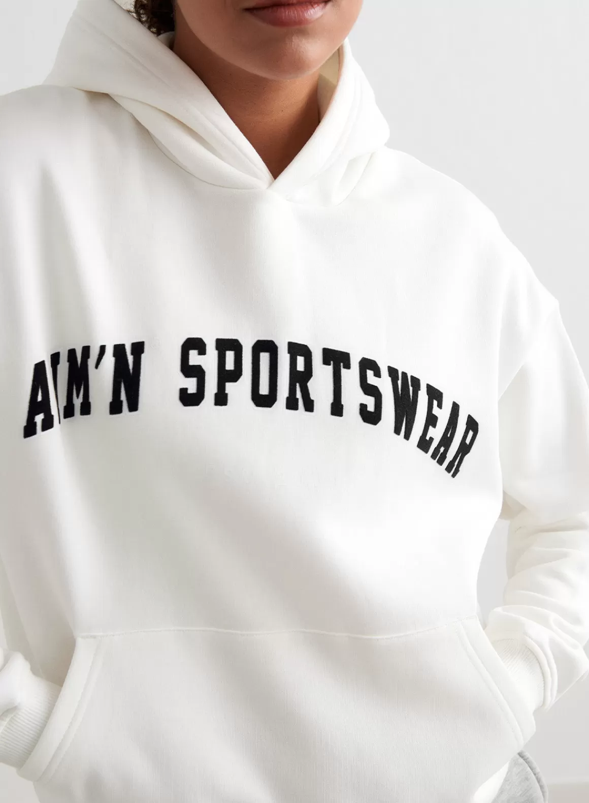 AIM’N Off-White Varsity Sweat Hood