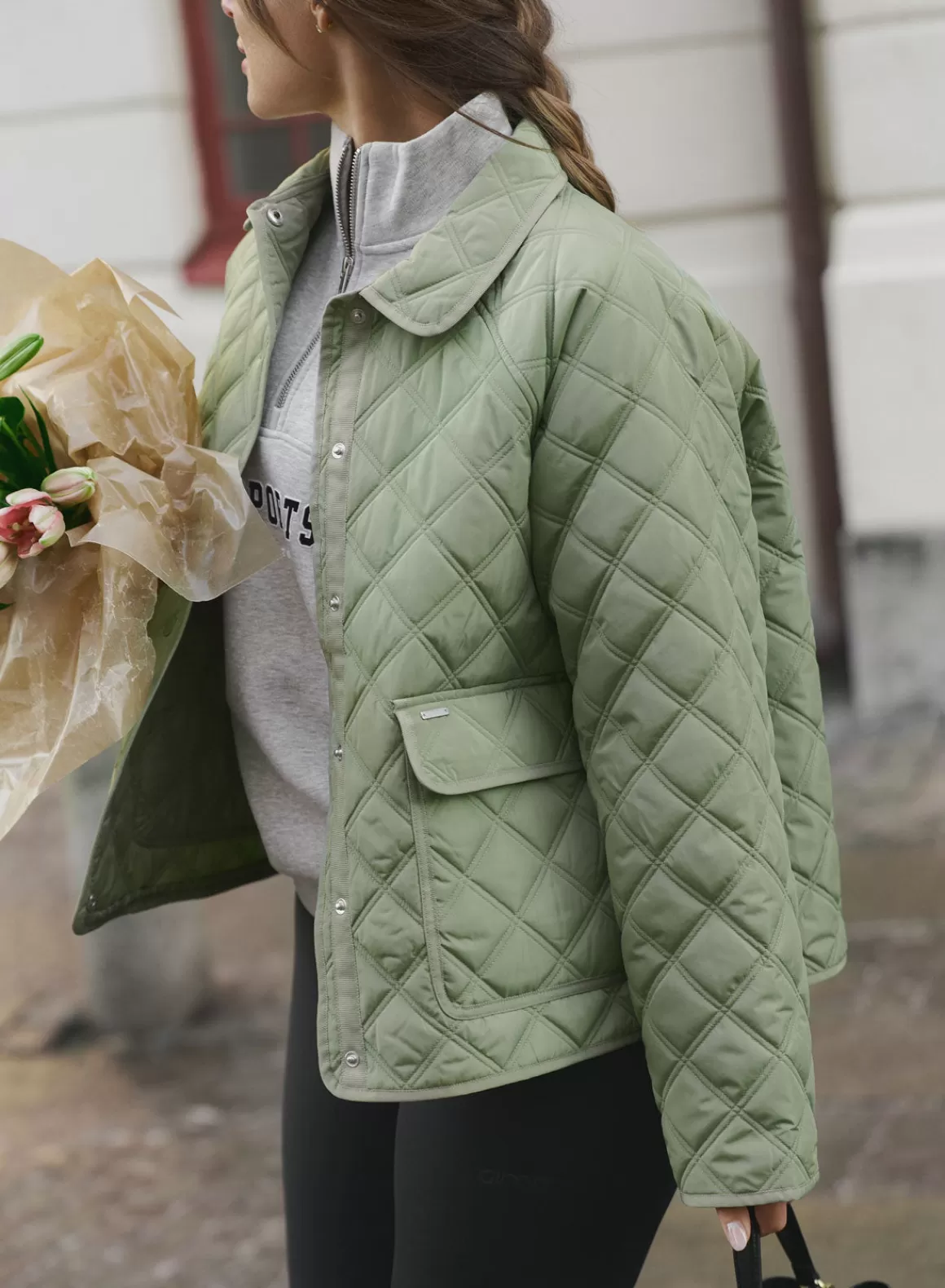 AIM’N Pale Khaki Quilted Femme Jacket