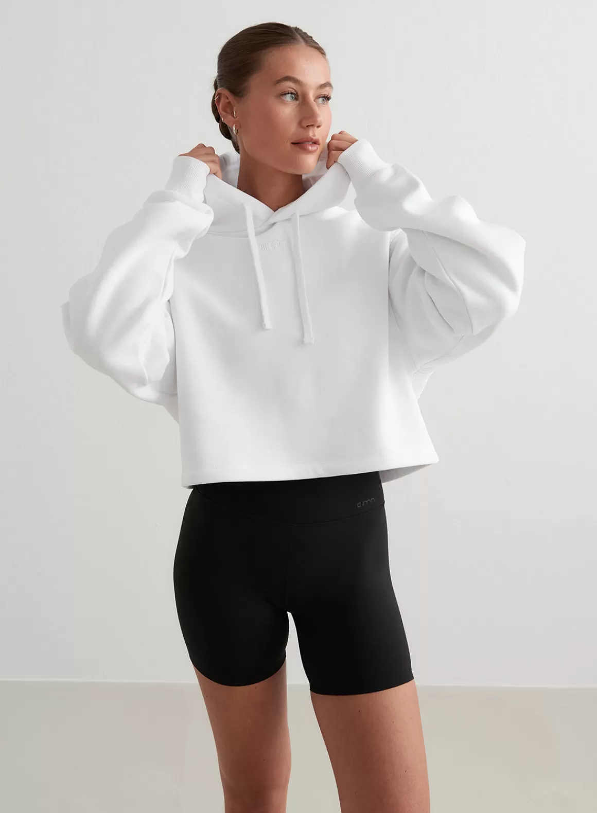 AIM’N White Cropped Hoodie