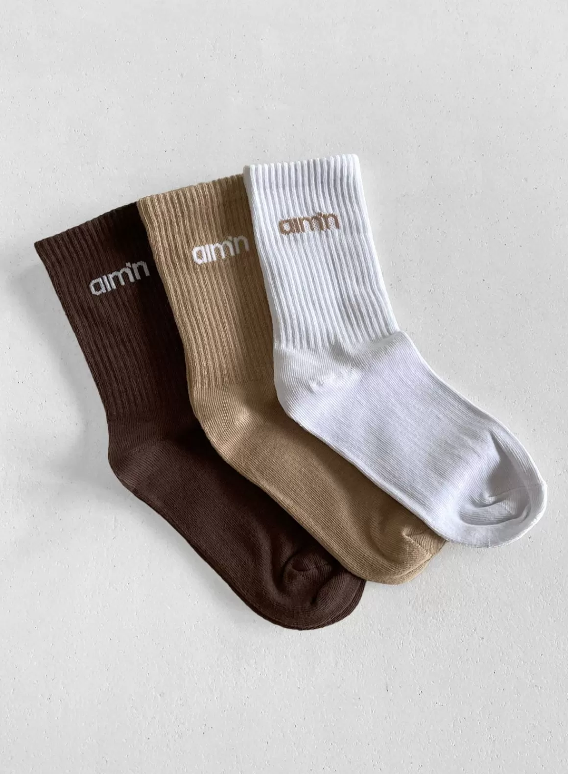 AIM’N White/Beige/Macchiato Aim'n Logo Socks 3-Pack